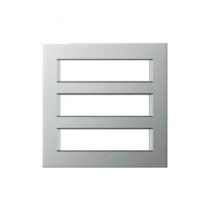 Legrand Arteor Pearl Aluminium Cover Plate With Frame, 3X8 M, 5758 01